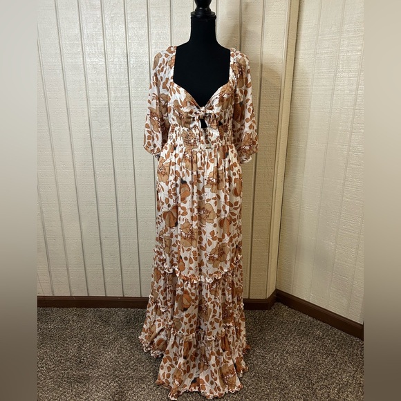 Anthropologie Floral Tiered Maxi Dress, size medium. - Picture 3 of 12